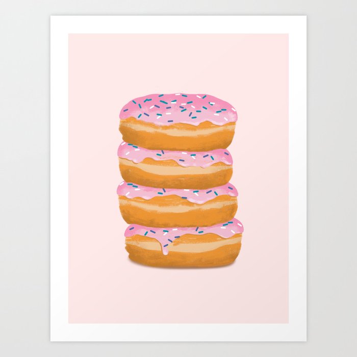 Pink Sprinkle Donuts Stack Art Print