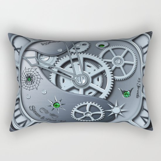 Steampunk clock silver Rectangular Pillow