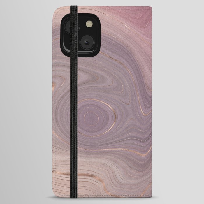 Muted Purple Rose Gold Agate Geode Luxury iPhone Wallet Case