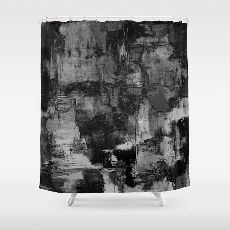 Led Gray Black White And, Grey Textured Shower Curtain