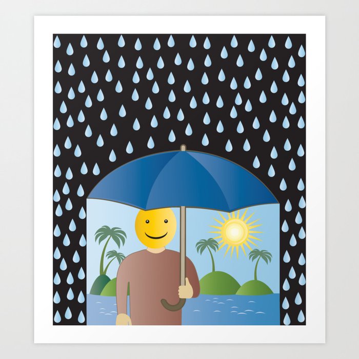 A sunny day under an umbrella Art Print