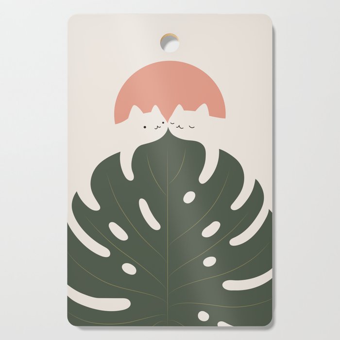 Cat and Plant 37 Cutting Board