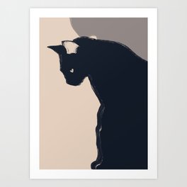 Minimal Abstract Art Black Cat Art Print