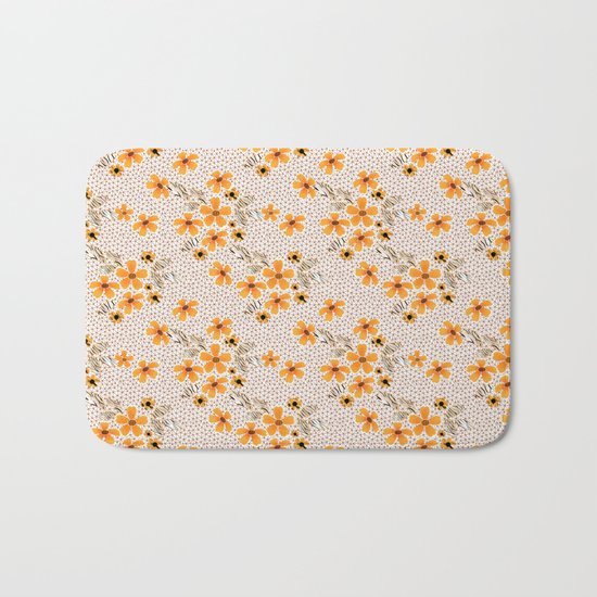 The floral pattern on the grid . Bath Mat