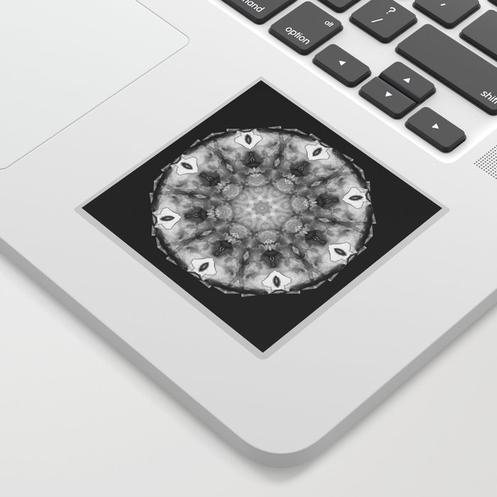 Black White And Gray Art - Crystal Light Mandala Sticker