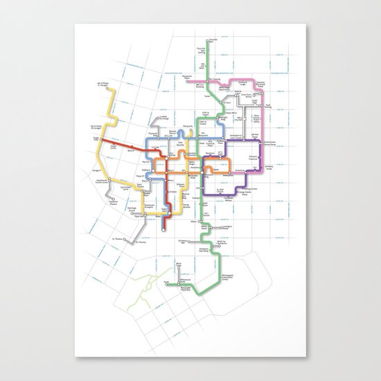 Minneapolis Skyway Map Canvas Print