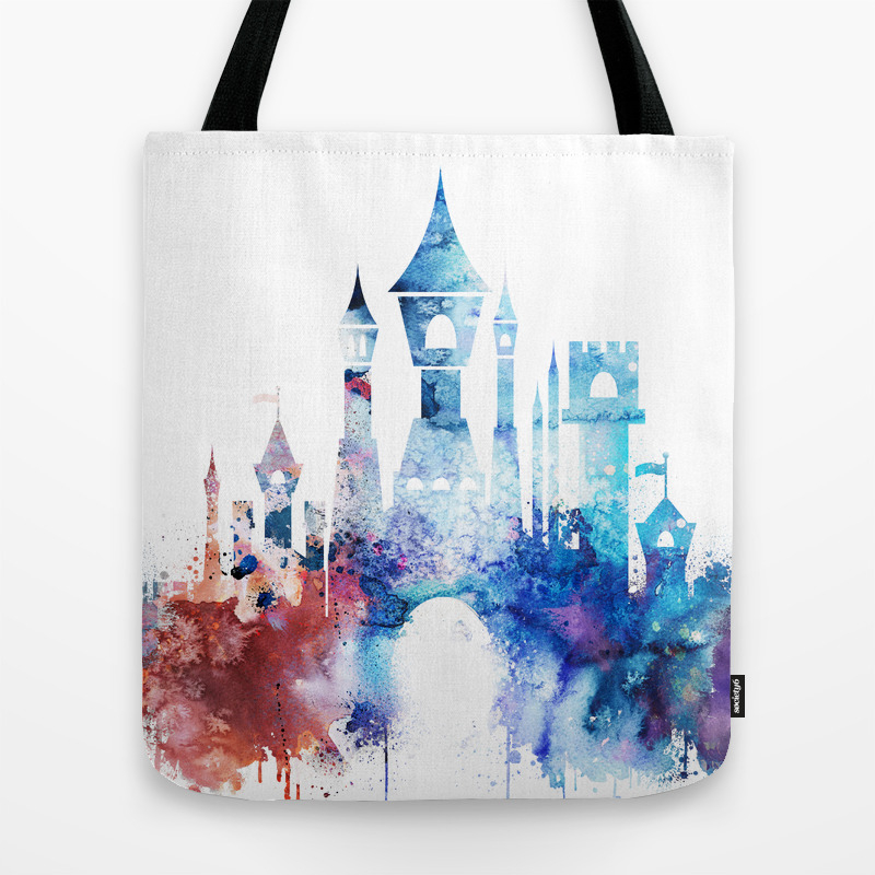 Watercolor Fantasy Castle Tote Bag