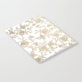 Elegant chic white gold vintage style flowers Notebook