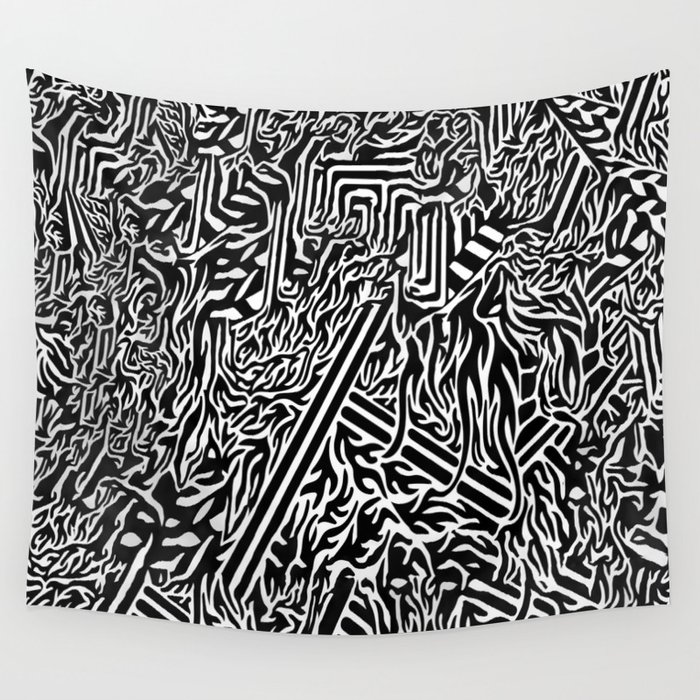 Psychedelic Black And White Stoner Wall Tapestry By Prettysleepy