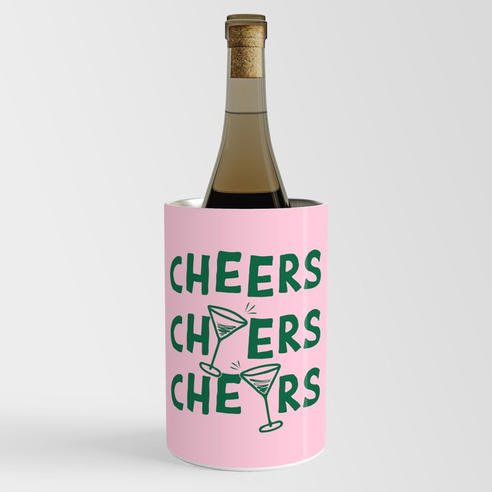 Cheers. Cocktails and Drinks in Forest Green and Pink Wine Chiller