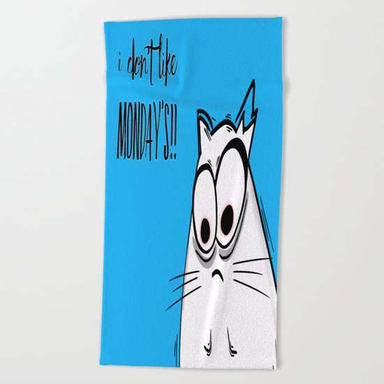 Noodles the Cat doesn't like Mondays Beach Towel