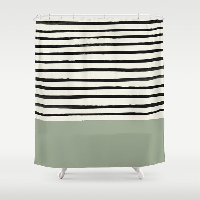 Black and outlet green shower curtain