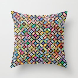 Ornate Prismatic Floral Background. Throw Pillow