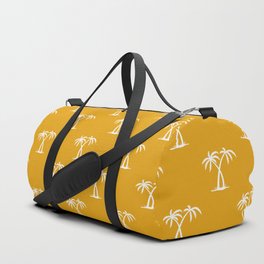 Mustard And White Palm Trees Pattern Duffle Bag