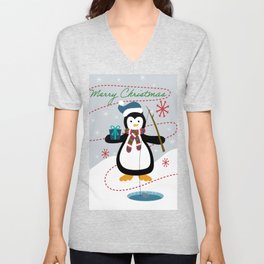 Merry Christmas Penguin  V Neck T Shirt