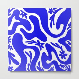 Abstract blue flowers Metal Print