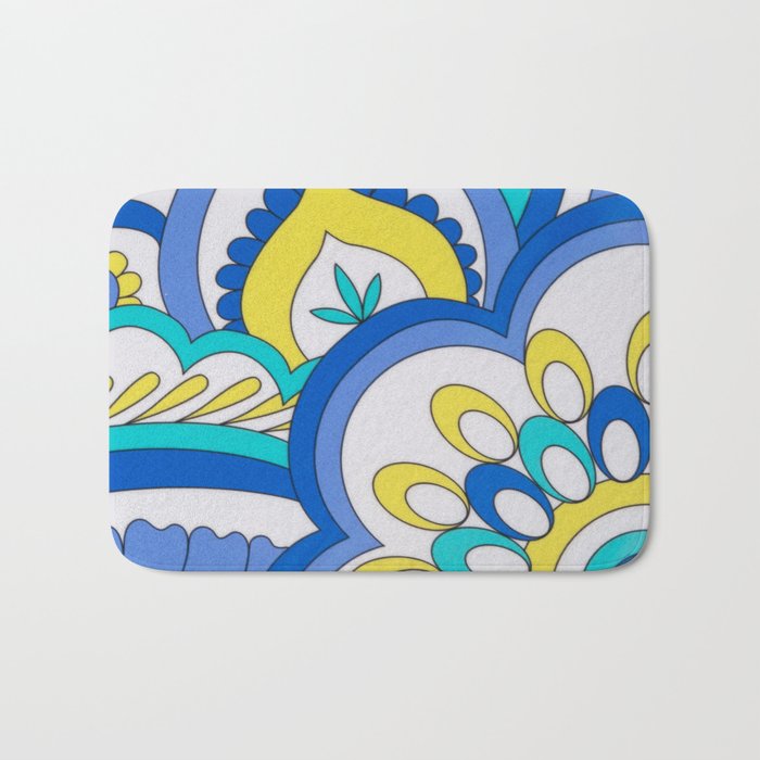 MOD BLUE PAISLEY PATTERN by gail sarasohn Bath Mat