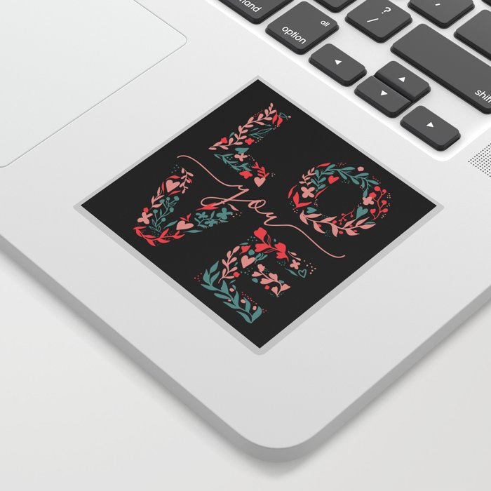 Love You Floral  Sticker