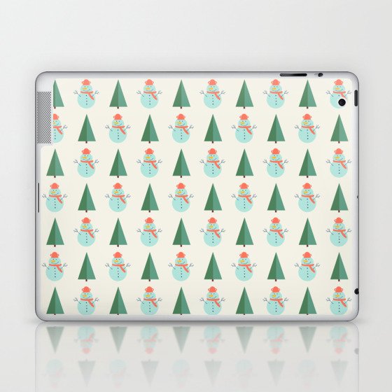 Christmas Pattern Tree Snowman Retro Laptop & iPad Skin