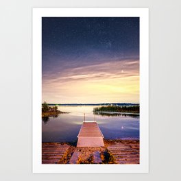Stars Over the Lake | Nature Photography in Minnesota Art Print | Stars, Earth, Collage, Sky, Night, Photo, Astronomy, Outdoors, Moon, Mn 