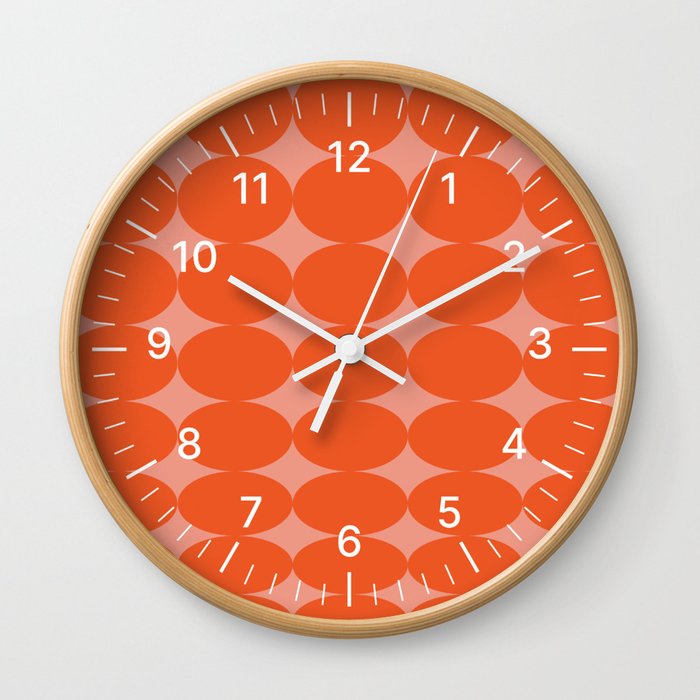 Retro Round Pattern - Orange Pink Wall Clock