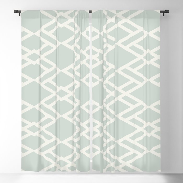 Pastel Green and Cream Diamond Tile Pattern Pairs Behr 2022 Color of the Year Breezeway MQ3-21 Blackout Curtain