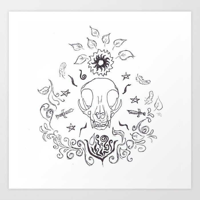Witch Aesthetic Skulls Feathers And More Art Print By