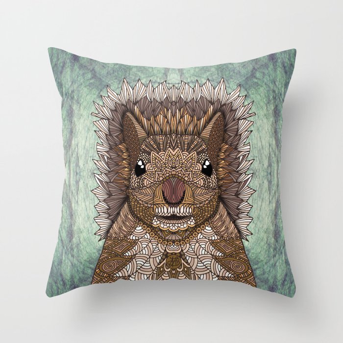 Ornate Squirrel Throw Pillow