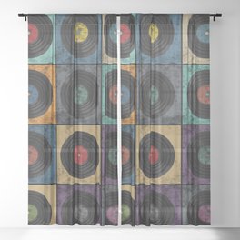 Vinyl Records Sheer Curtain
