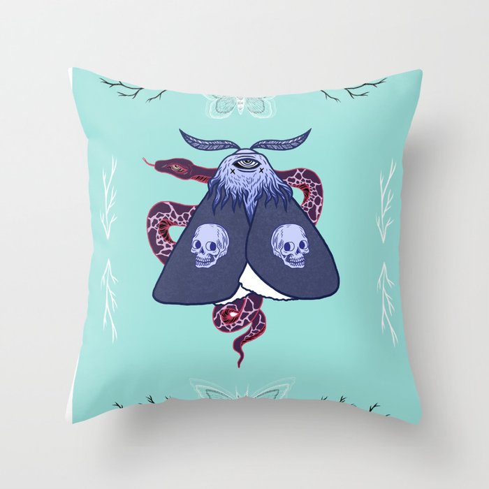 Ghostly Moth Throw Pillow