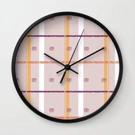 Textured Plaid Grapefruit Wall Clock