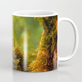 Romantic view with fungus close-up with moss vegetation Mug