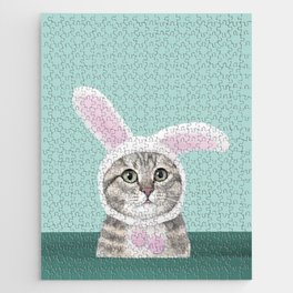 Floating Cat Bunny Jigsaw Puzzle
