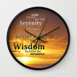 Serenity Prayer With Sunset By Sharon Cummings Wall Clock