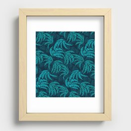 Hawaiian Teal Palm Leaves Paradise Abstract Recessed Framed Print