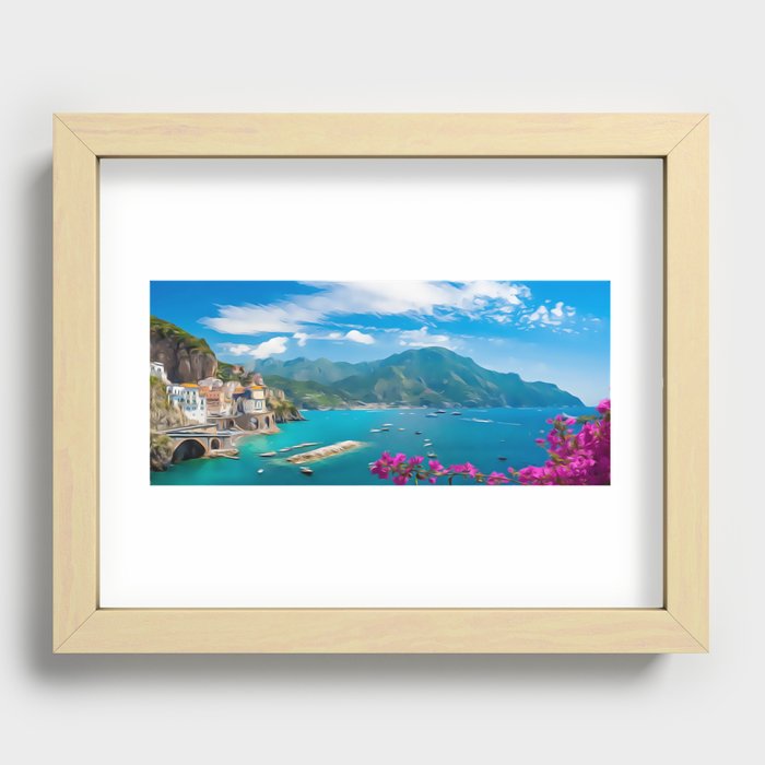 Amalfi Coast Italy Travel Waterfront Recessed Framed Print