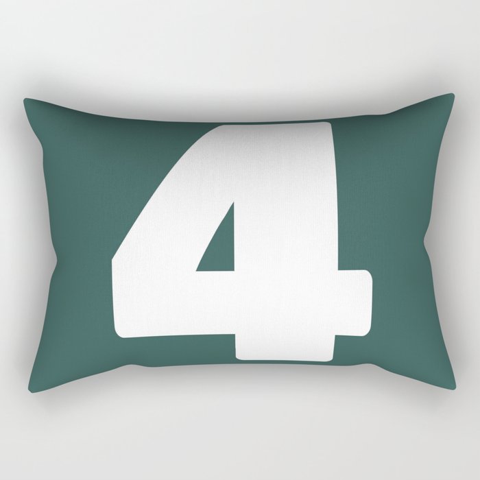 4 (White & Dark Green Number) Rectangular Pillow