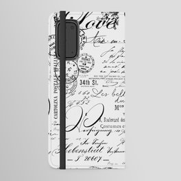 Vintage handwriting black and white Android Wallet Case