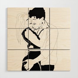 Inspiring couple line drawings Wood Wall Art