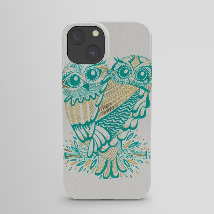 Owls – Turquoise & Gold iPhone Case