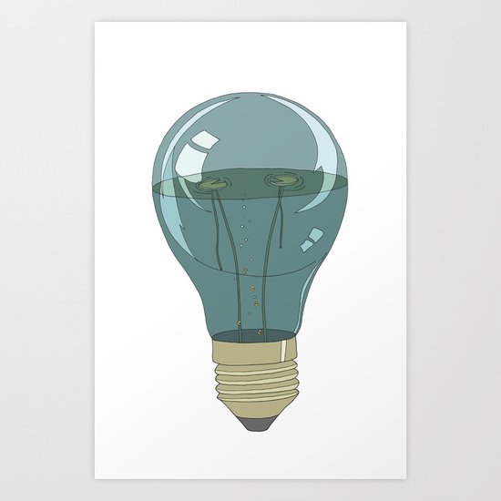Life in a lightbulb. Night Art Print