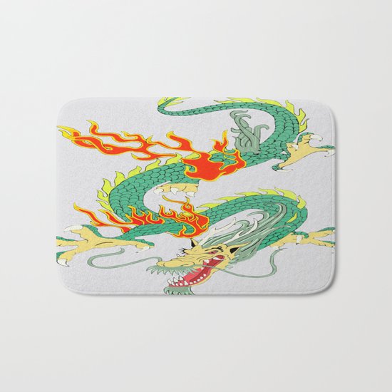 Green Chinese Dragon Bath Mat