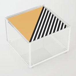 Color Block & Stripes Geometric Print, Yellow, Black and White Acrylic Box
