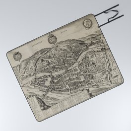 Vintage Map of Lyon France (1600s) Picnic Blanket