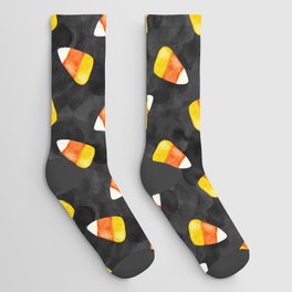 Watercolor Halloween Candy Corn Socks