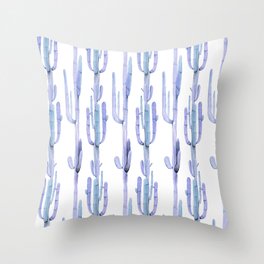 Blue Cactus Stack Pattern Throw Pillow