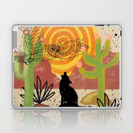Desert Wolf Owl Cactus Laptop Skin