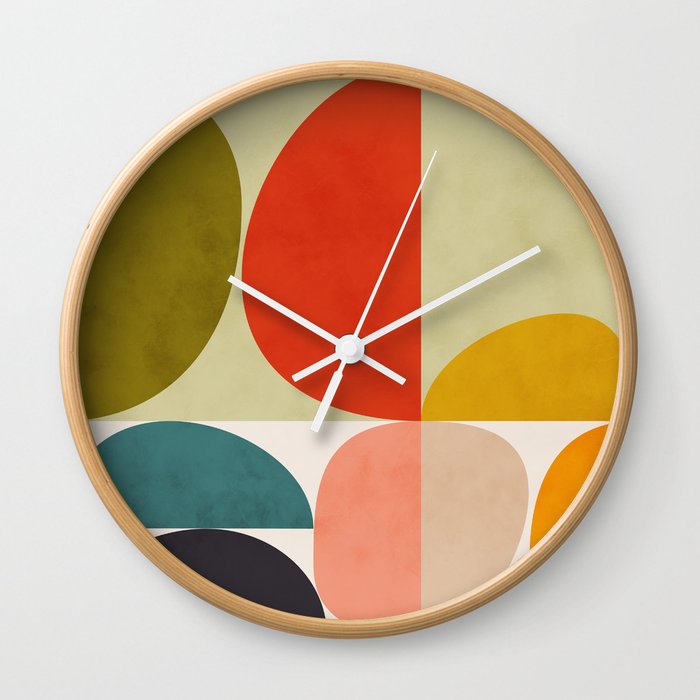 shapes of mid century geometry art Wall Clock