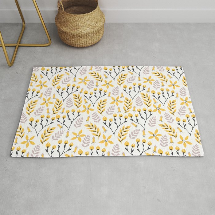 Mod Fl Yellow Gray Rug By Modtwist, Rug Yellow And Gray