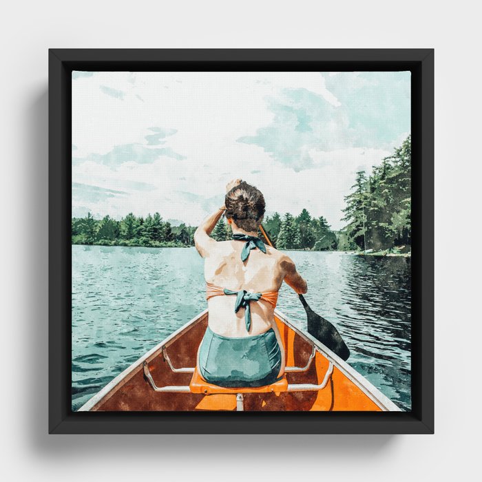 Row Your Own Boat | Woman Empowerment Confidence Painting | Positive Growth Mindset Boho Adventure  Framed Canvas